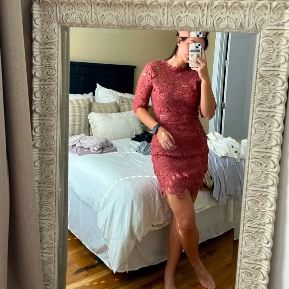 vici lace dress Picturesque Lace Midi Dress in Orange